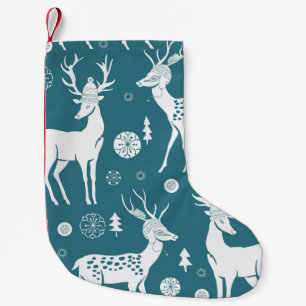 Christmas reindeer in woolly hatsdeer,reindeer,vin small christmas stocking