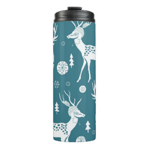 Christmas reindeer in woolly hatsdeer,reindeer,vin thermal tumbler