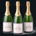 Christmas Reindeer Jingle & Mingle Personalised Sparkling Wine Label<br><div class="desc">Christmas Reindeer Jingle & Mingle Festive Party Personalised Name Sparkling Wine Labels Stickers features festive reindeer with pink bows and floral accents with the text "Let's Jingle & Mingle" in modern pink calligraphy script typography with your personalised name. Perfect personalised gift for Christmas and the holidays for family and friends....</div>