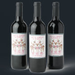 Christmas Reindeer Jingle & Mingle Personalised Wine Label<br><div class="desc">Christmas Reindeer Jingle & Mingle Festive Party Personalised Name Wine Labels Stickers features festive reindeer with pink bows and floral accents with the text "Let's Jingle & Mingle" in modern pink calligraphy script typography with your personalised name. Perfect personalised gift for Christmas and the holidays for family and friends. Designed...</div>