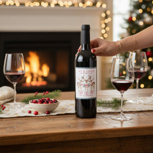 Christmas Reindeer Jingle & Mingle Personalised Wine Label