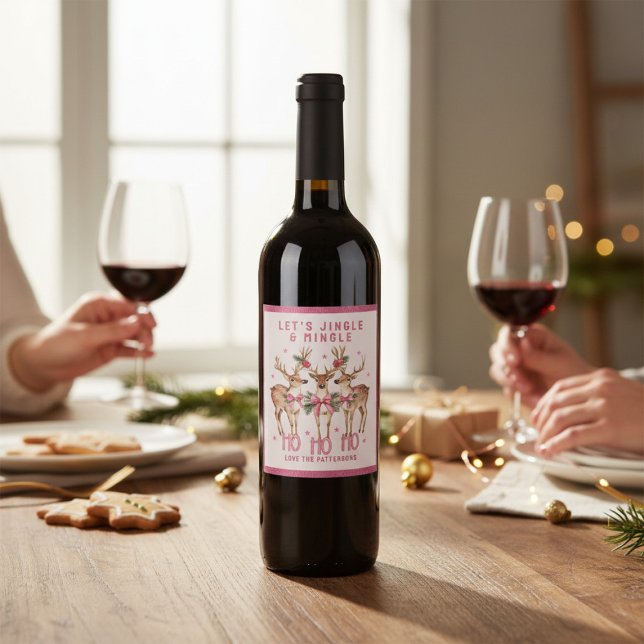 Christmas Reindeer Jingle & Mingle Personalised Wine Label (Creator Uploaded)