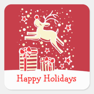 Christmas reindeer jumping happy holidays sticker