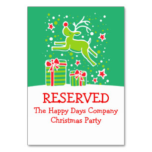 Christmas reindeer jumping reserved table card