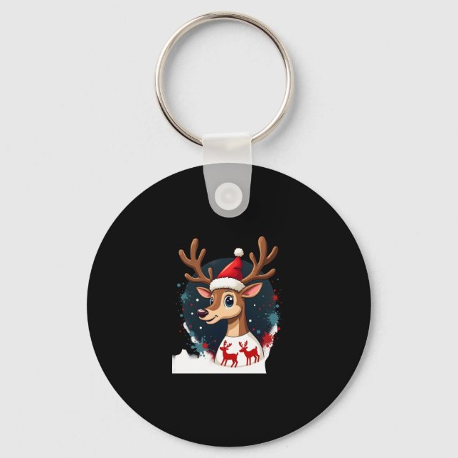 christmas Reindeer Key Ring (Front)