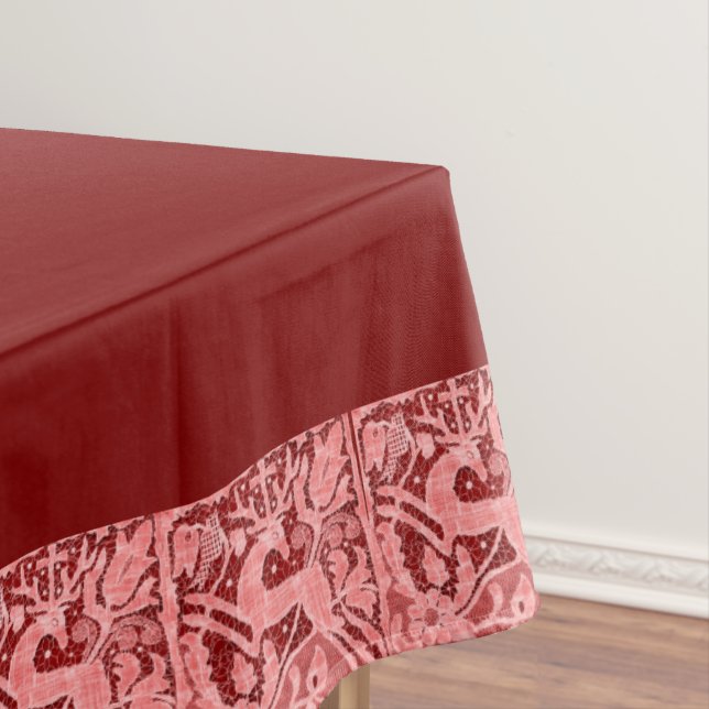 Christmas Reindeer Lace 60" x 104" Tablecloth (In Situ)