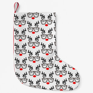 Christmas Reindeer Leopard Glasses Holiday Small Christmas Stocking