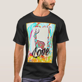 Christmas Reindeer. Love. Digital Art. T-Shirt