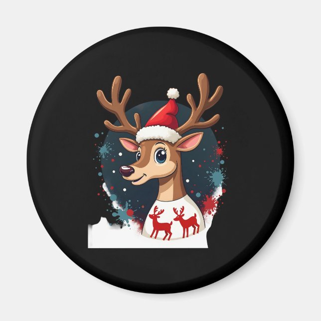 christmas Reindeer Magnet (Front)