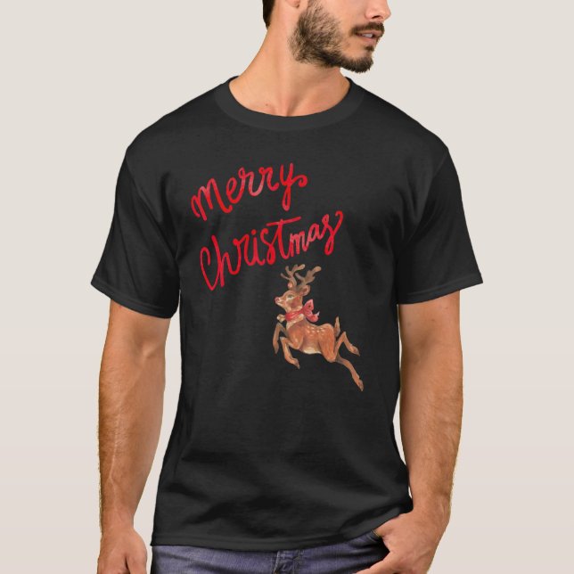Christmas Reindeer Merry Christmas Cute  For Women T-Shirt (Front)