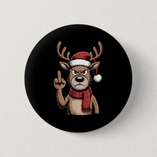 Christmas Reindeer Middle Finger Sarcastic Xmas Fu 6 Cm Round Badge
