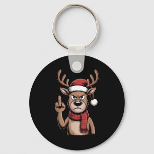 Christmas Reindeer Middle Finger Sarcastic Xmas Fu Key Ring