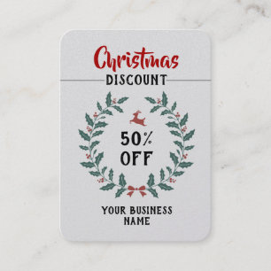 Christmas Reindeer Mistletoe Wreath Decorative Discount Card