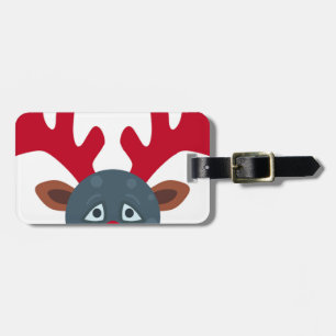 christmas reindeer moon emoji luggage tag