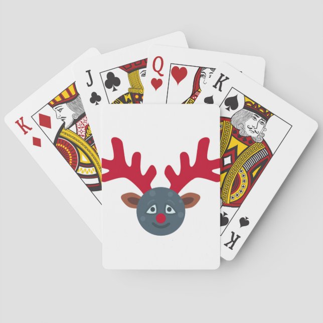 christmas reindeer moon emoji playing cards (Back)