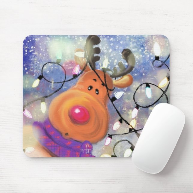 Christmas Reindeer Mouse Pad (With Mouse)