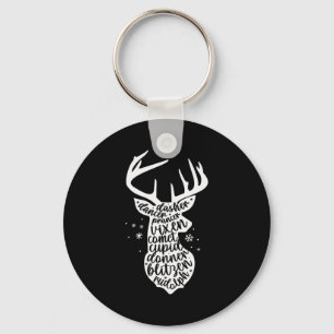 Christmas Reindeer Names Cute Holiday Rudolph Wome Key Ring