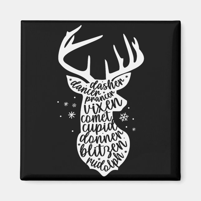 Christmas Reindeer Names Cute Holiday Rudolph Wome Magnet (Front)