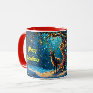Christmas reindeer North Pole fantasy art Mug