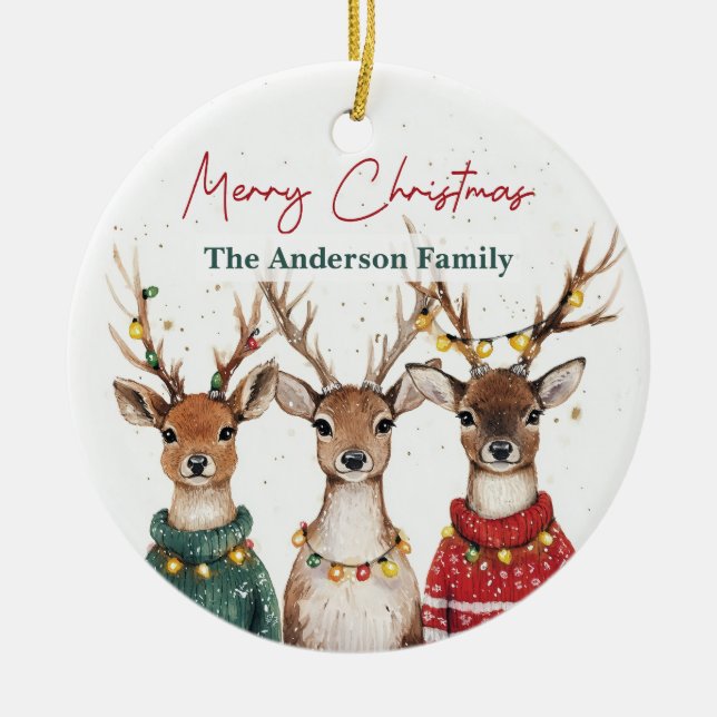 Christmas Reindeer Ornament | Custom Name (Front)