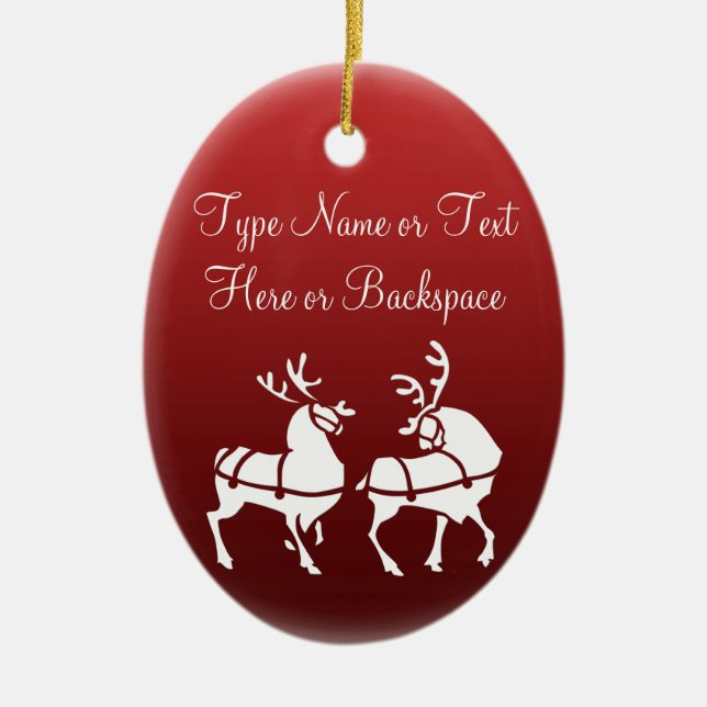 Christmas Reindeer Ornament Personalise Decoration (Front)