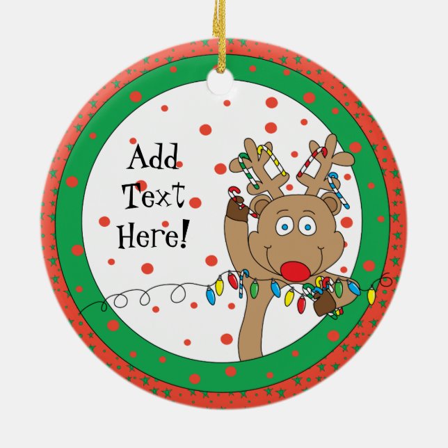 Christmas Reindeer Ornament Round Personalise (Back)