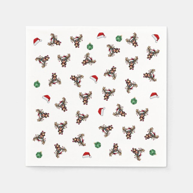 Christmas Reindeer Paper Napkin (Front)