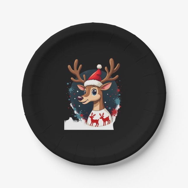 christmas Reindeer Paper Plate (Front)