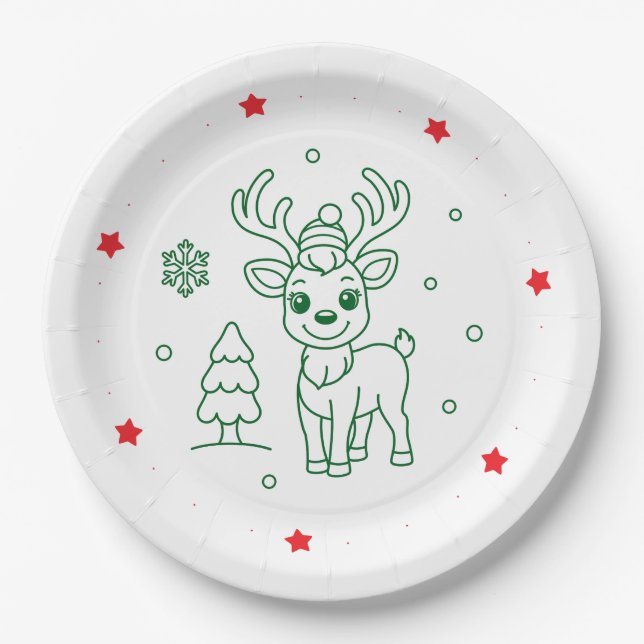 Christmas Reindeer Paper Plate (Front)