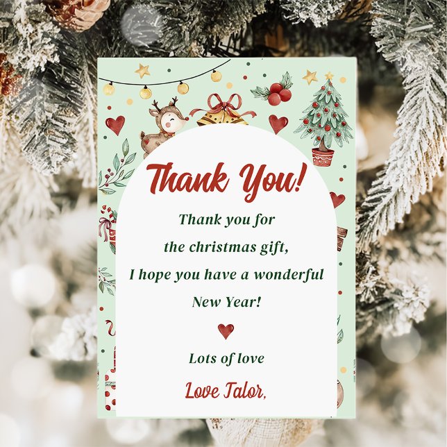 Christmas Reindeer Party Thank You Card (Creator Uploaded)