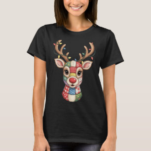 Christmas Reindeer Patchwork Men Women Kids Cute R T-Shirt
