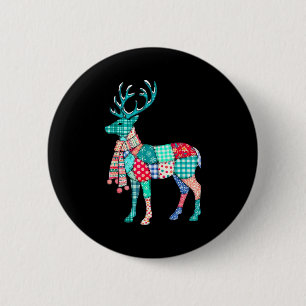 Christmas Reindeer Patchwork Reindeer Men Women Ki 6 Cm Round Badge