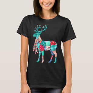 Christmas Reindeer Patchwork Reindeer Men Women Ki T-Shirt