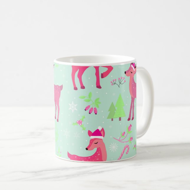 Christmas Reindeer Pattern Coffee Mug (Front Right)