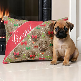 Christmas Reindeer Pattern Holiday Pet Bed