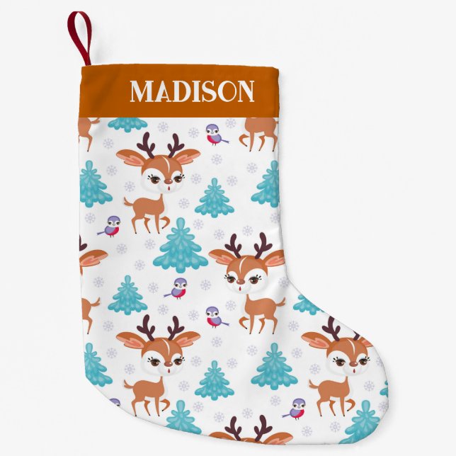 Christmas reindeer pattern small christmas stocking (Front)