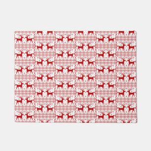 Christmas Reindeer Pattern Winter Theme Holiday Doormat