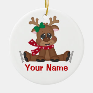 Christmas Reindeer Personalised Ceramic Tree Decoration