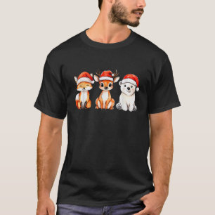 Christmas Reindeer Polar Bear Fox Woodland Animals T-Shirt