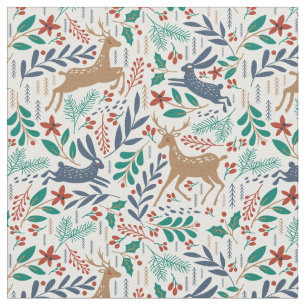 Christmas Reindeer & Rabbits Fabric