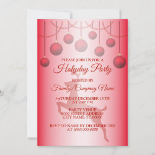 Christmas Reindeer Red Holidays Invitation
