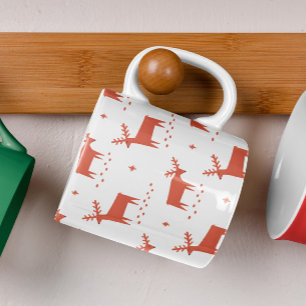 Christmas reindeer. Red woodland animal pattern Coffee Mug