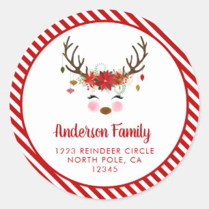 Christmas Reindeer Return Address Label Seal