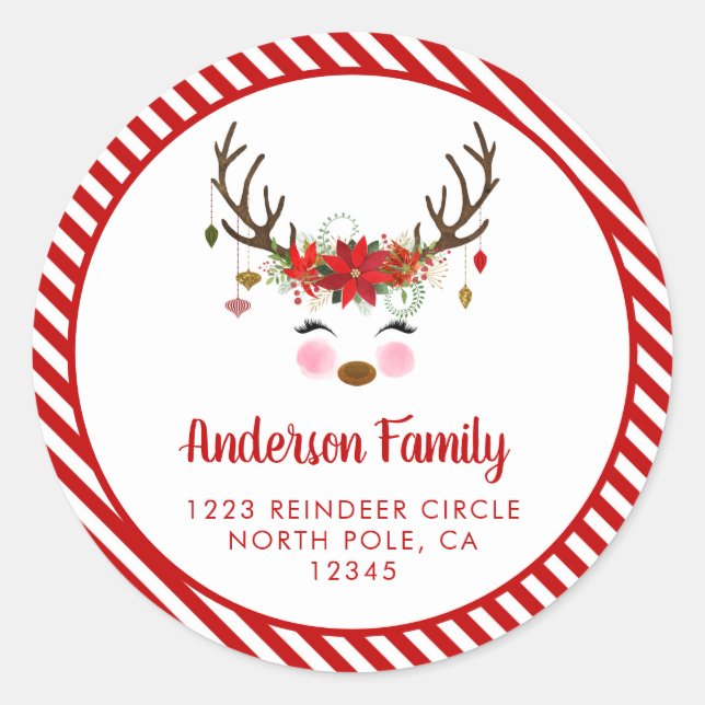 Christmas Reindeer Return Address Label Seal (Front)