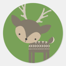 Christmas Reindeer Round  Glossy Stickers