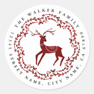 Christmas Reindeer Round Stickers