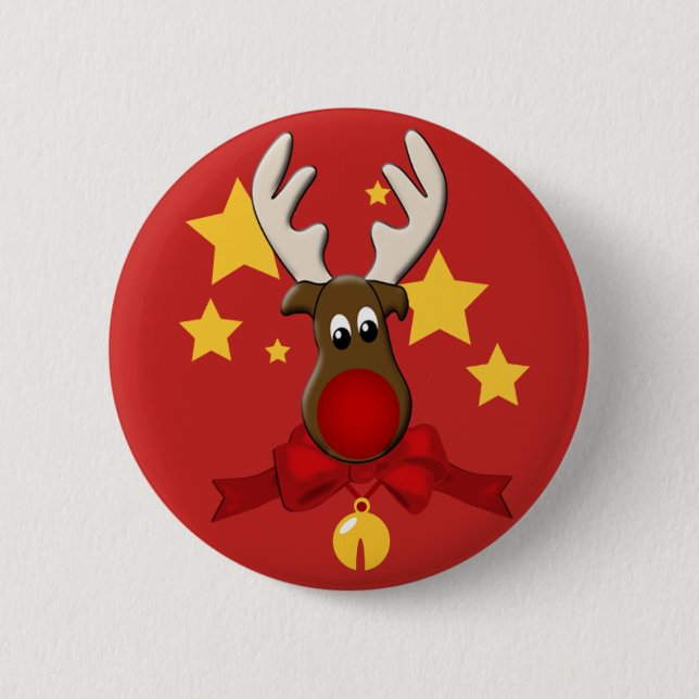 Christmas Reindeer Rudolph Button (Front)