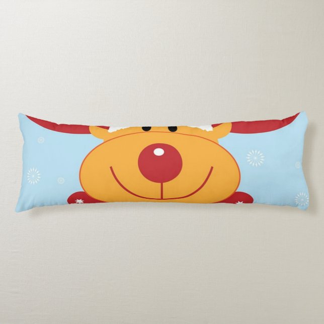 Christmas reindeer Rudolph snowflakes antlers Body Cushion (Front)