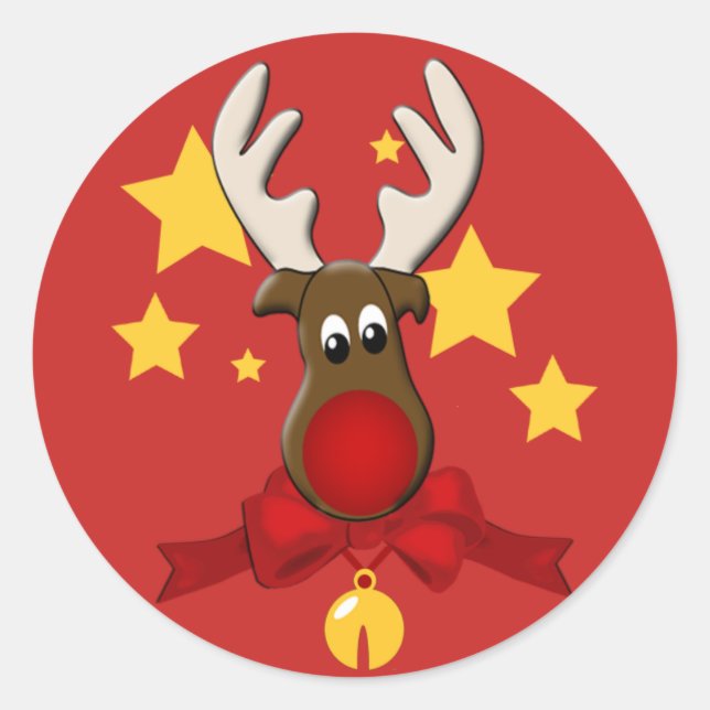 Christmas Reindeer Rudolph Sticker (Front)