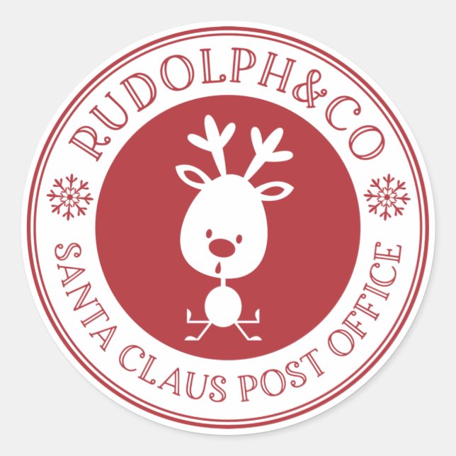 Christmas Reindeer Santa Claus Post Office Classic Round Sticker (Front)